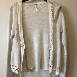 Free People Cardigan Sweater with Lace Detail